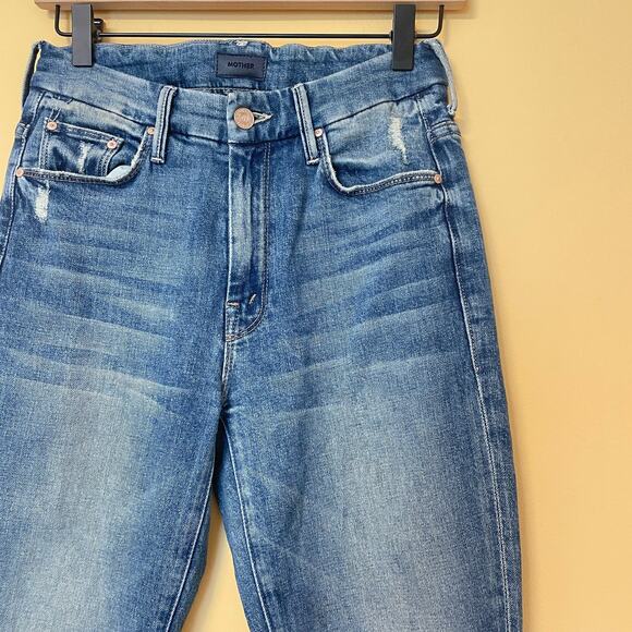 Mother High Waisted Looker 24 0 Popism Blue Denim Jeans Skinny Ankle Distressed - Picture 4 of 7